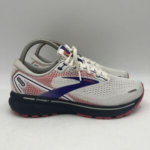 Sz US 9 EUR 40.5 UK 7-‎ Brooks Ghost 14 White Purple Coral Shoe Sneakers Lace Up